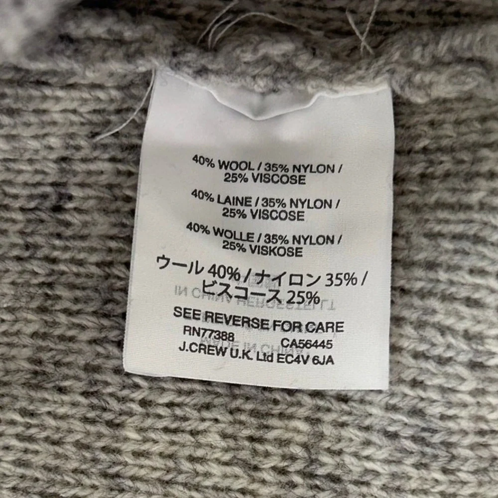J.Crew Wool Blend Shawl Collar Sweater Men's Small Gray Button Neck Pullover